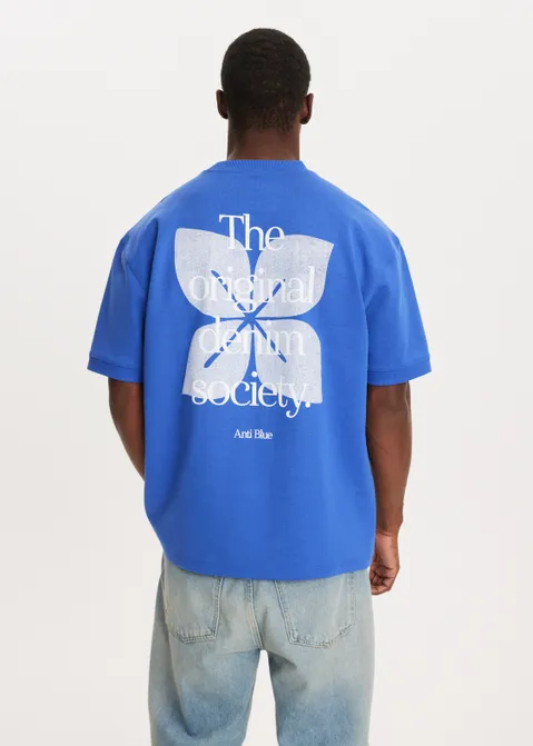 T-shirt met print society blauw (BLW.K)