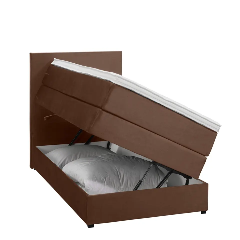 Boxspring met opbergruimte Liv egaal - bruin - 90x200 cm