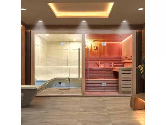 Combiné Sauna Hammam Boreal® Sublimation en Cèdre Rouge - 8 places - 340*175*210