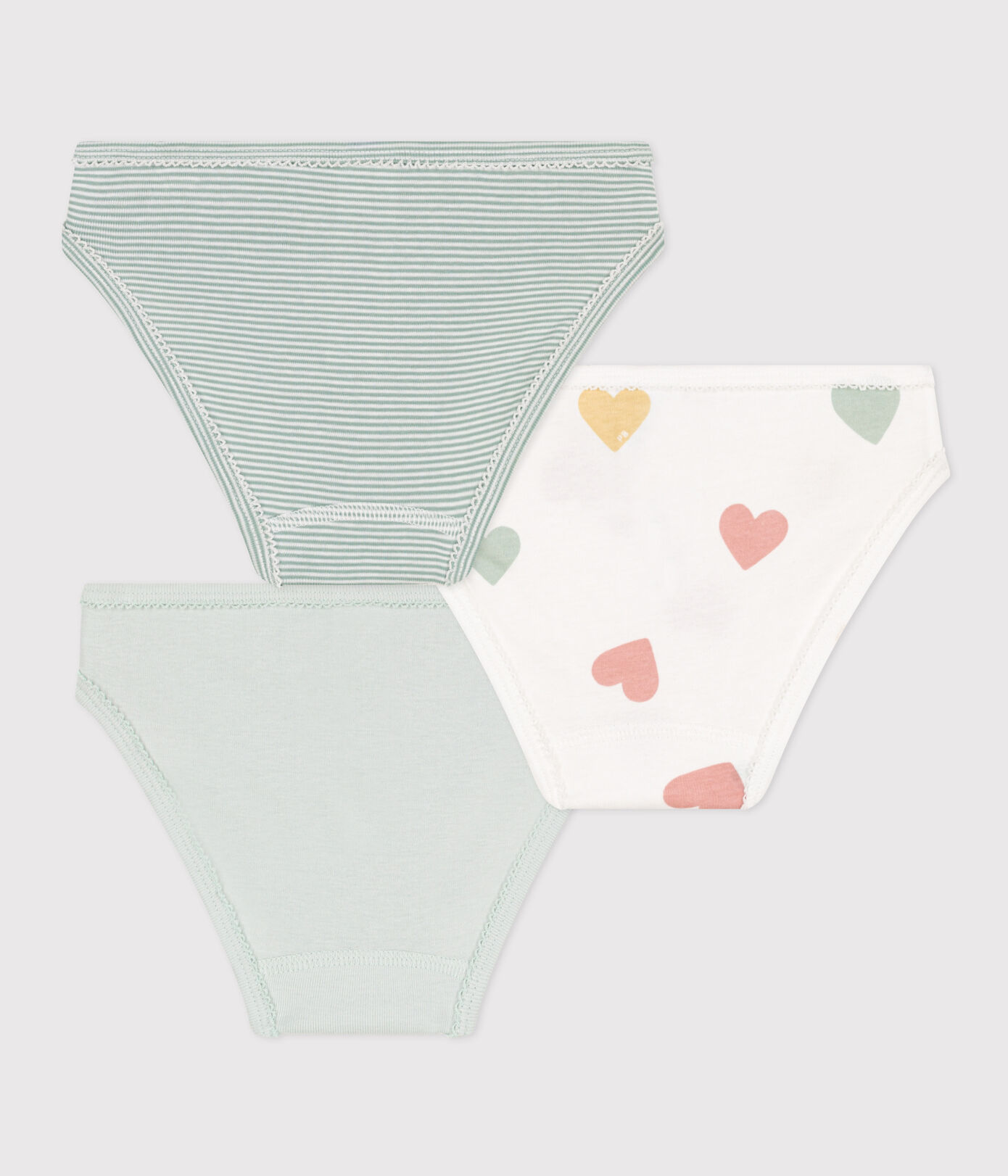 Lot de 3 culottes cœur en coton petite fille