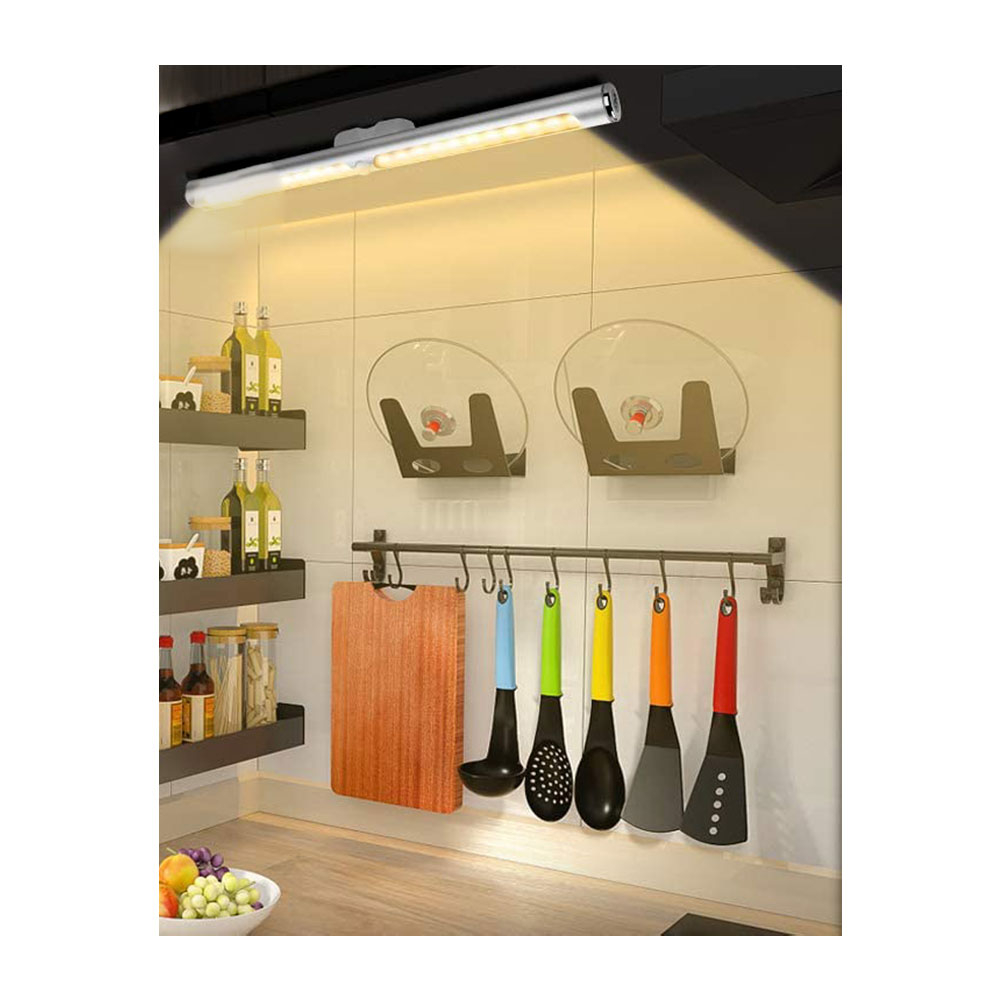 LED Lichtleiste Magnetische USB Leuchte Schrank Beleuchtung mit PIR Bewegungsmelder und Touch Control   Magnet Halterung - Warmweiss