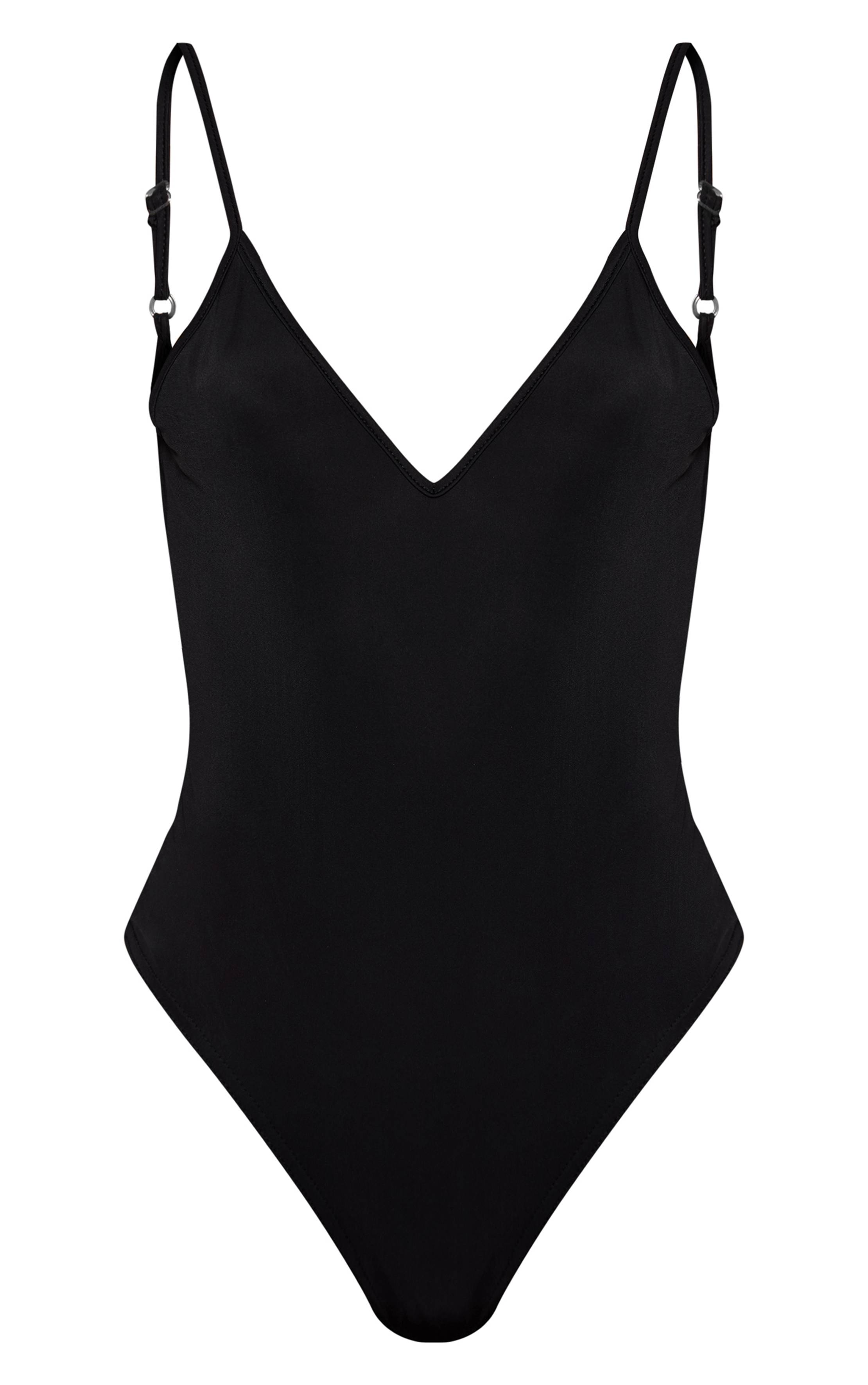 Noir Body Sculptant Mat À Col En V Et Bretelles Fines