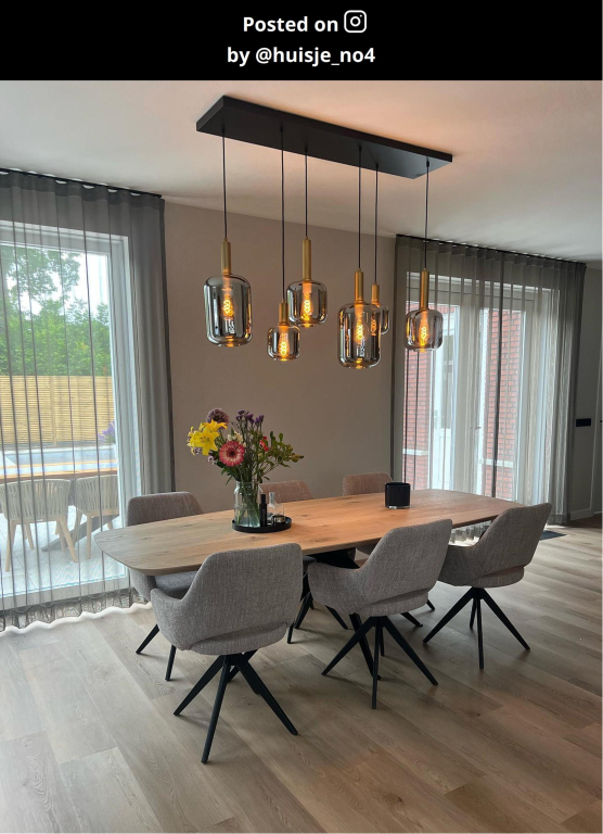Lucide Joanet 6 cluster hanglamp lineair fumé