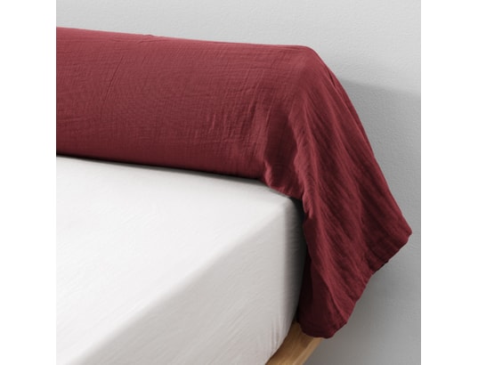 TERRE DE NUIT - Taie d'oreiller Taie de traversin double gaze de coton bordeaux 140 cm