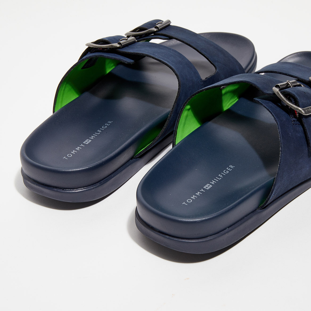 Tommy Hilfiger Sandales en Velours de Cuir 2 brides bleu marine