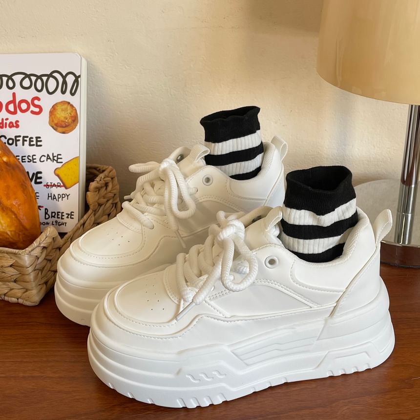 Asterisk - Effen platform sneakers