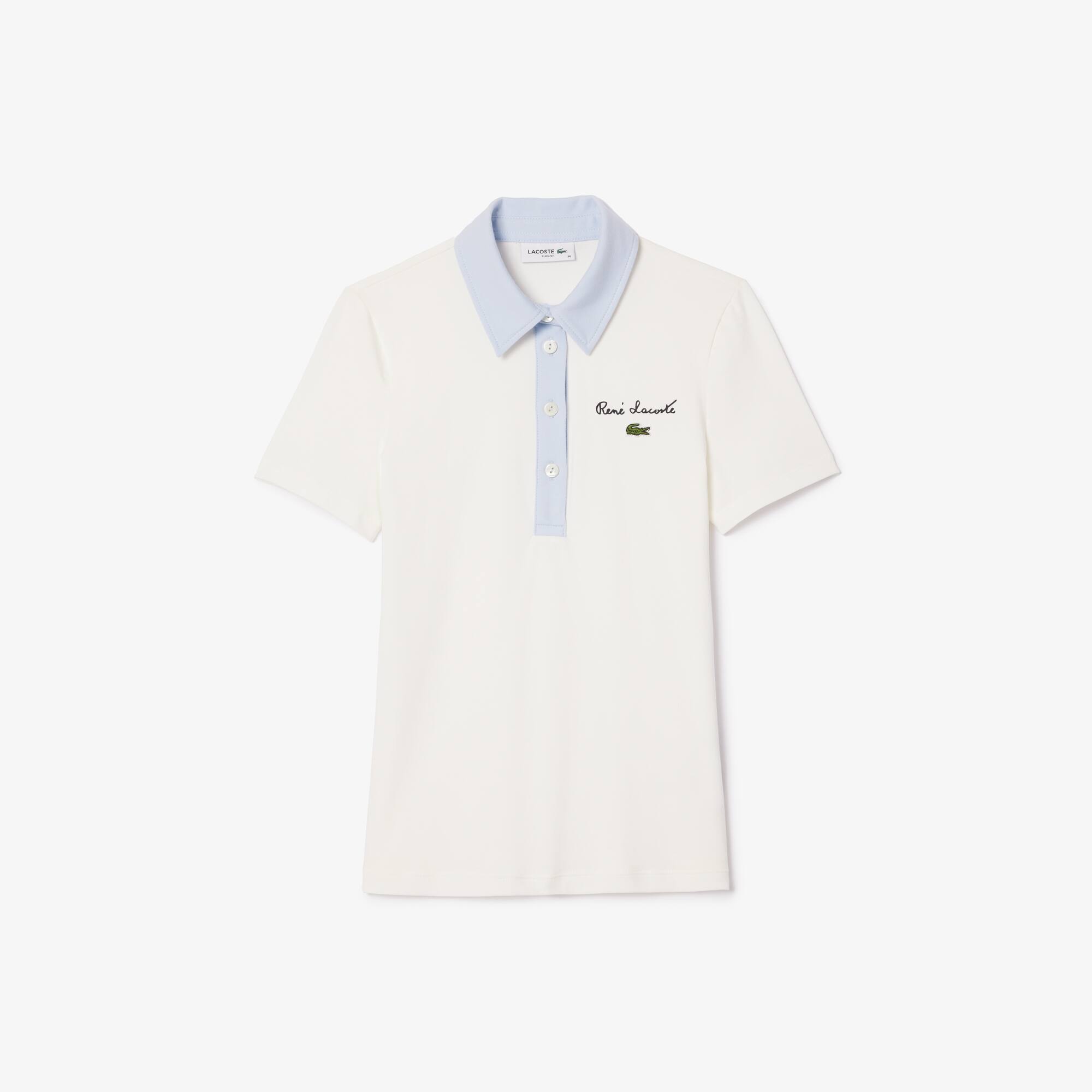Poloshirt aus Stretch-Jersey mit Kontrast-Kragen Kurze Ärmel - Weiss - Lacoste - Damen