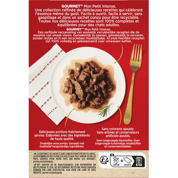 Gourmet Mon Petit Intense Fijne stukjes met Rund, Kalf, & Lam 6x50g