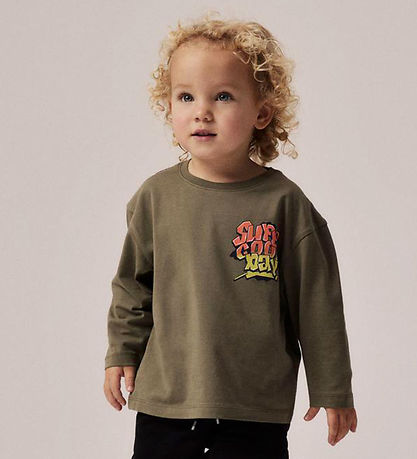 Name It Bluse - NmmNoel - Deep Lichen Green m. Graffiti