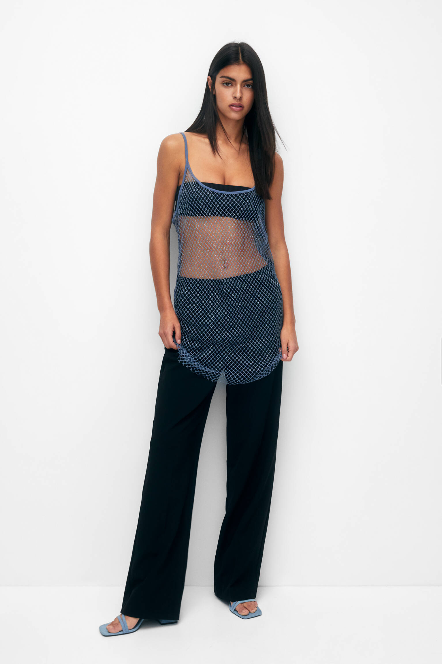 VESTIDO CURTO DE TULE - AZUL ESCURO