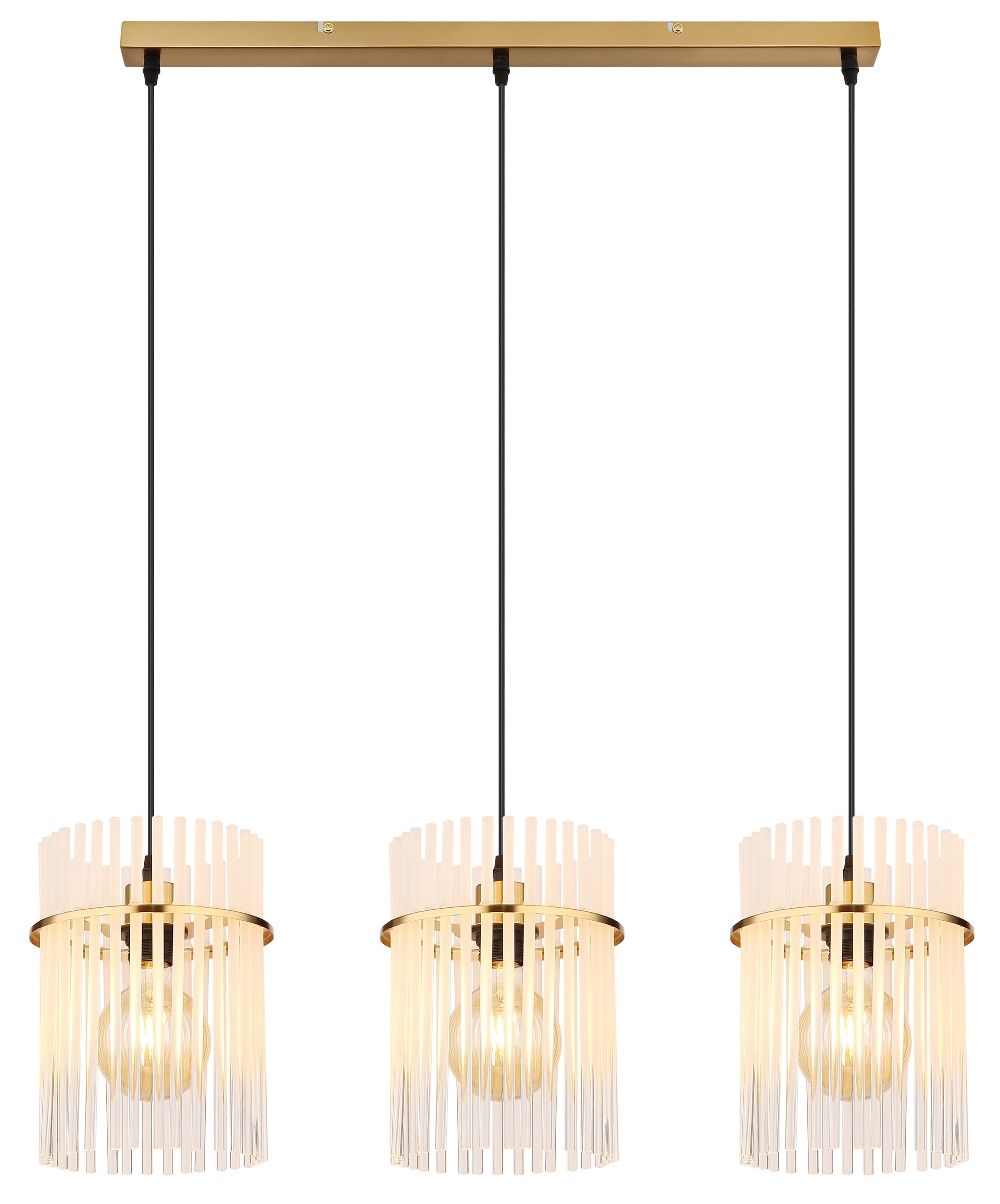 GLOBO Retrofit Balkenpendel GORLEY 3-flg goldfarbig /opal