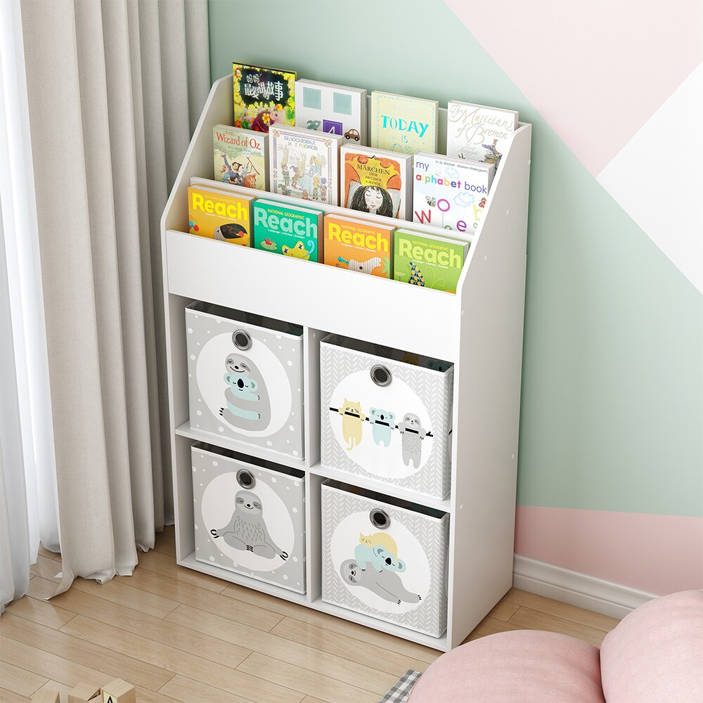 Vicco Kinder Bücherregal Conny groß 72 x 111 cm, Weiß, Kinderregal mit Ablagen