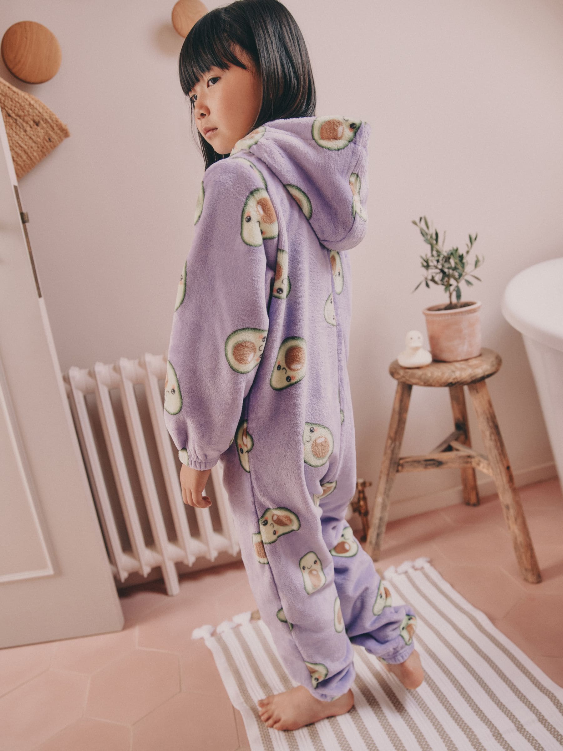 Purple Avocado Print - Fleece All-In-One (1,5 - 16 jr)