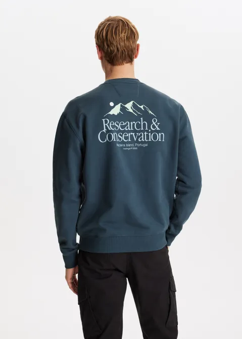 Sweater met print research blauw (PETROL)