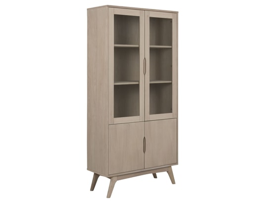 TOILINUX - Vitrine martie en mdf et verre 4 portes et 4 étagères - beig...