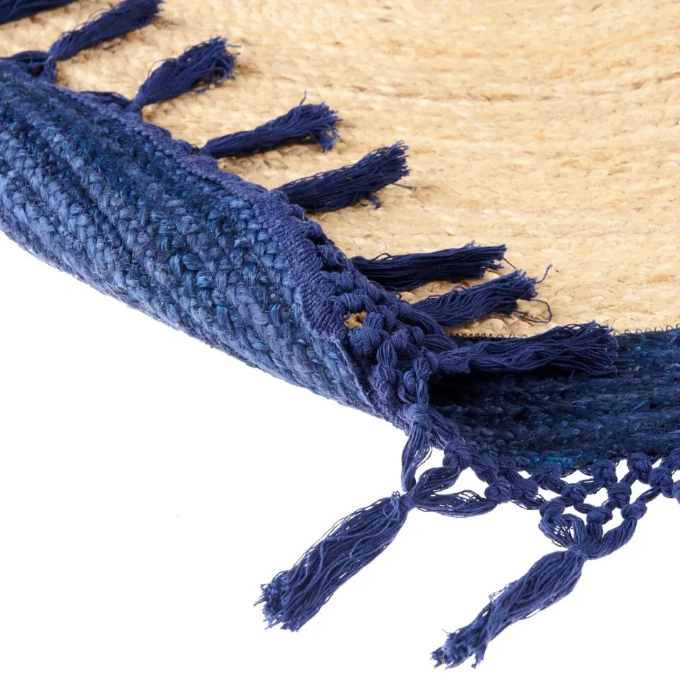 MARTS - Vloerkleed - Donkerblauw - 140 cm - Jute