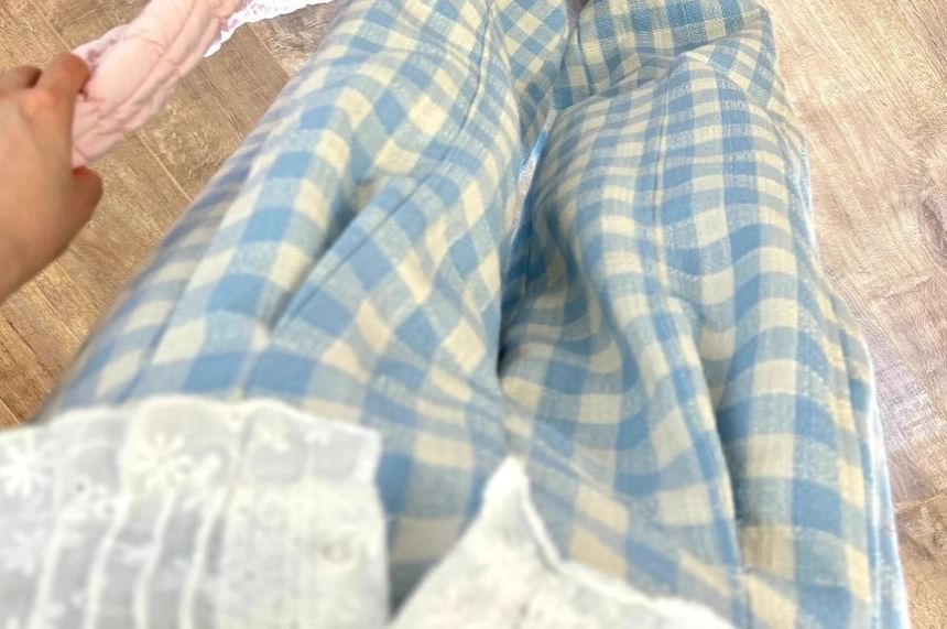 GOUB - High Rise Gingham Wide Leg Broek