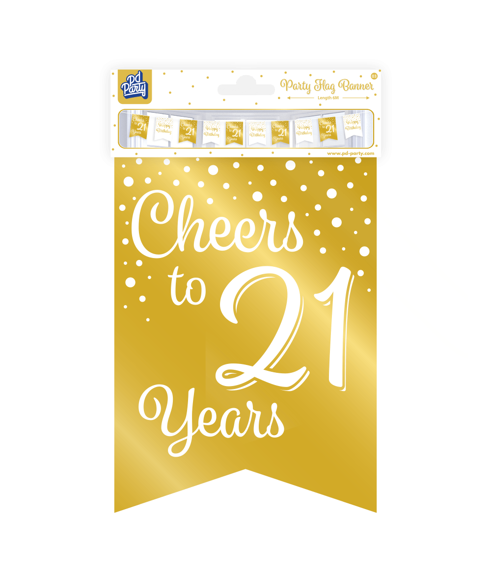 Banner 21 Jaar Goud Wit 6m