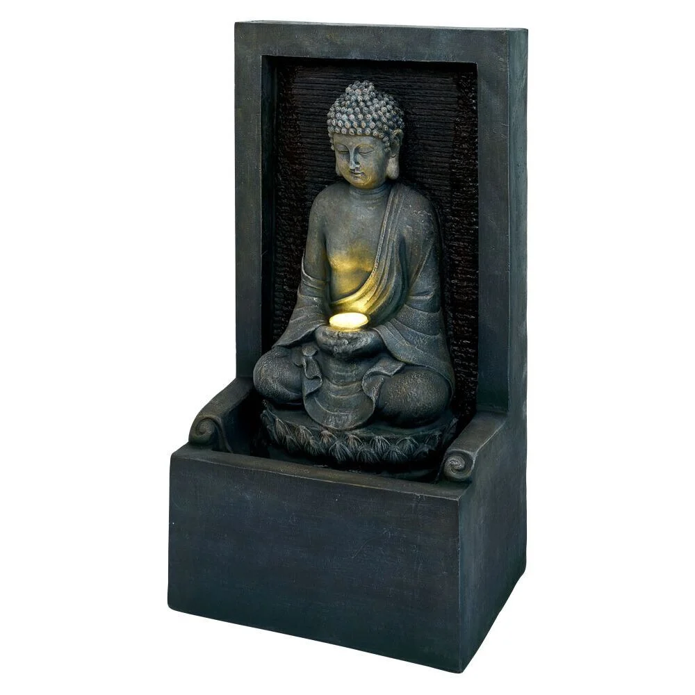 Fontaine de jardin lumineuse Bouddha H78cm