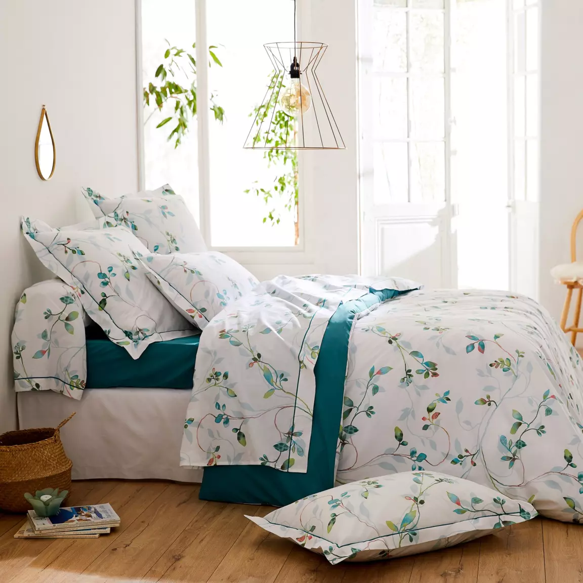 Taie de traversin percale de coton (L200 cm) Flâner Vert émeraude