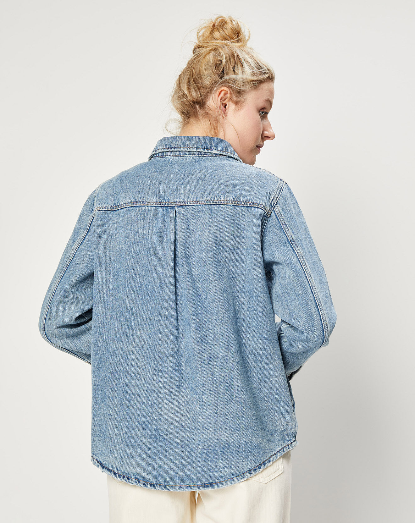 Esprit Surchemise en Jean ample bleu denim