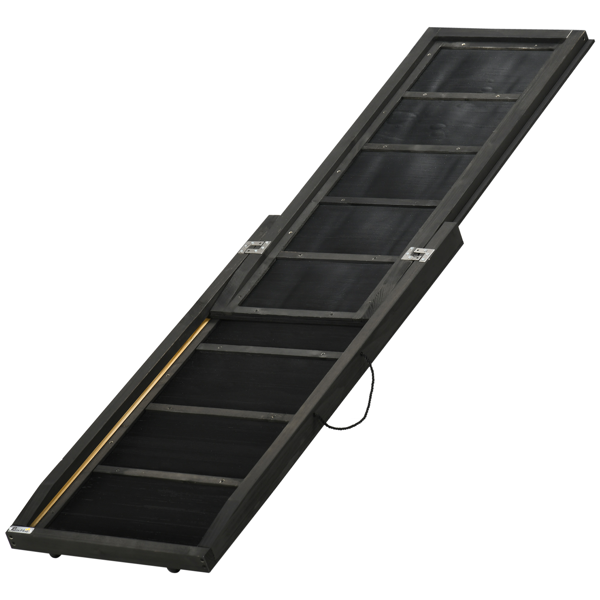 Rampa de madeira para cães PawHut, 165x43x6,5 cm, dobrável, com tapete antiderrapante, escada portátil para carro, capacidade de carga de 40 kg, preta.