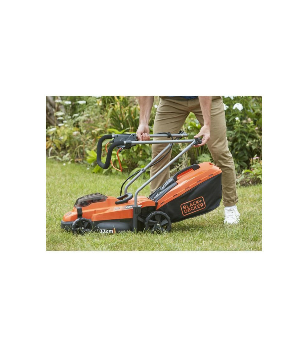 Tondeuse - black & decker - largeur de coupe : 33 cm - sans fil lithium 18v - 2,5ah - bcmw3318n-xj