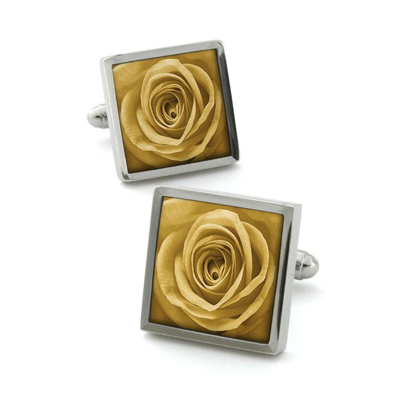 Boutons de manchette, Rose unique or