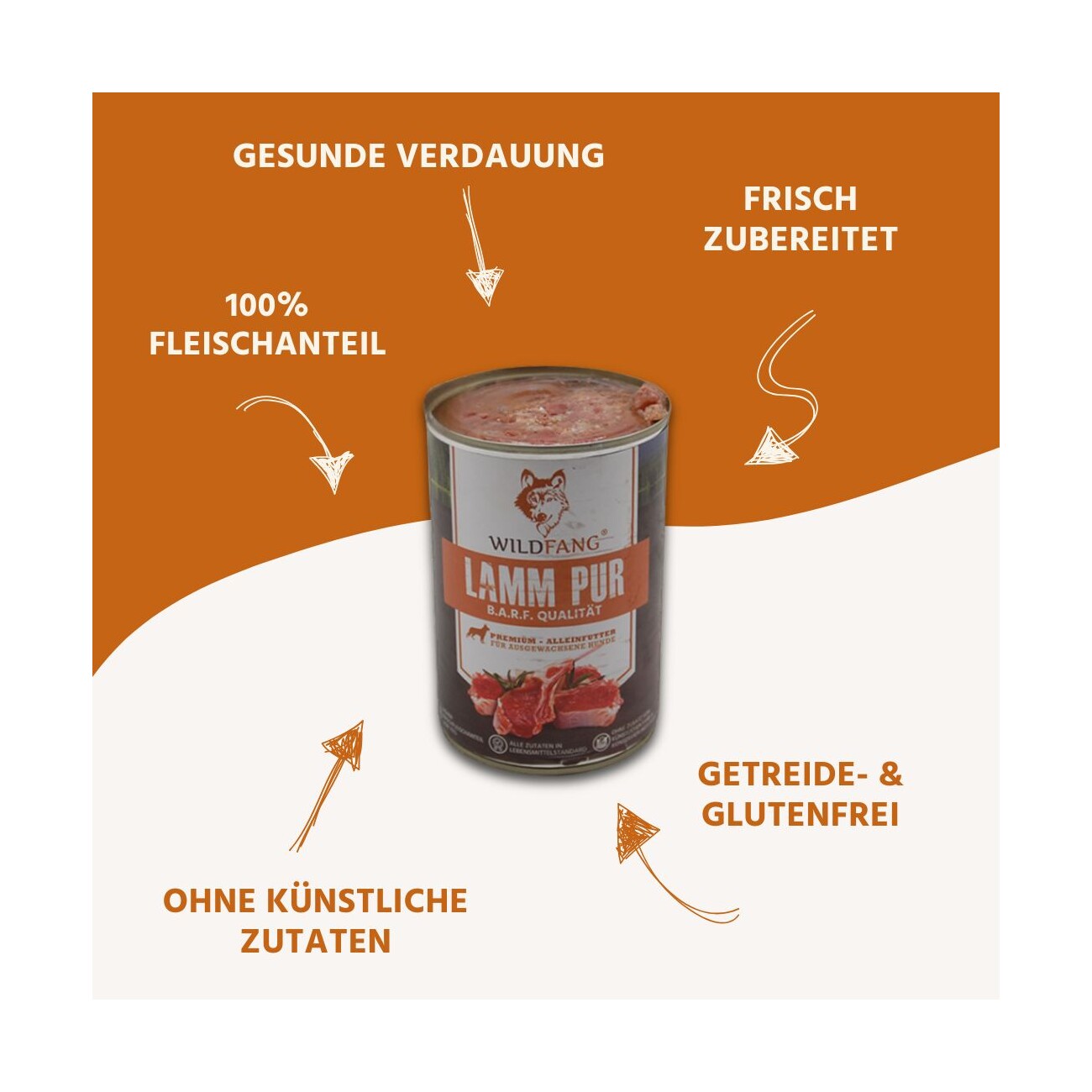 Wildfang Nassfutter Lamm pur 800 g