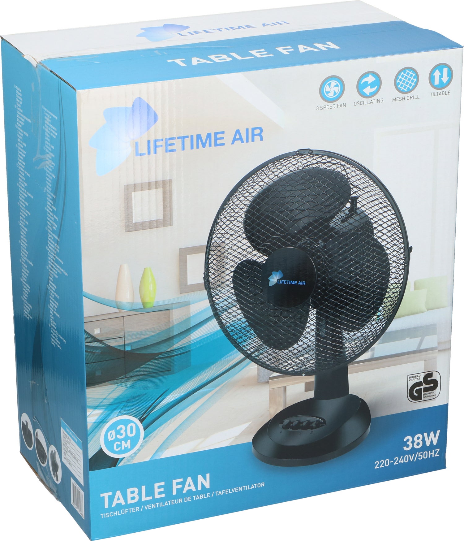 Lifetime Air tafelventilator zwart 34,7 x 33,5 x 49 cm