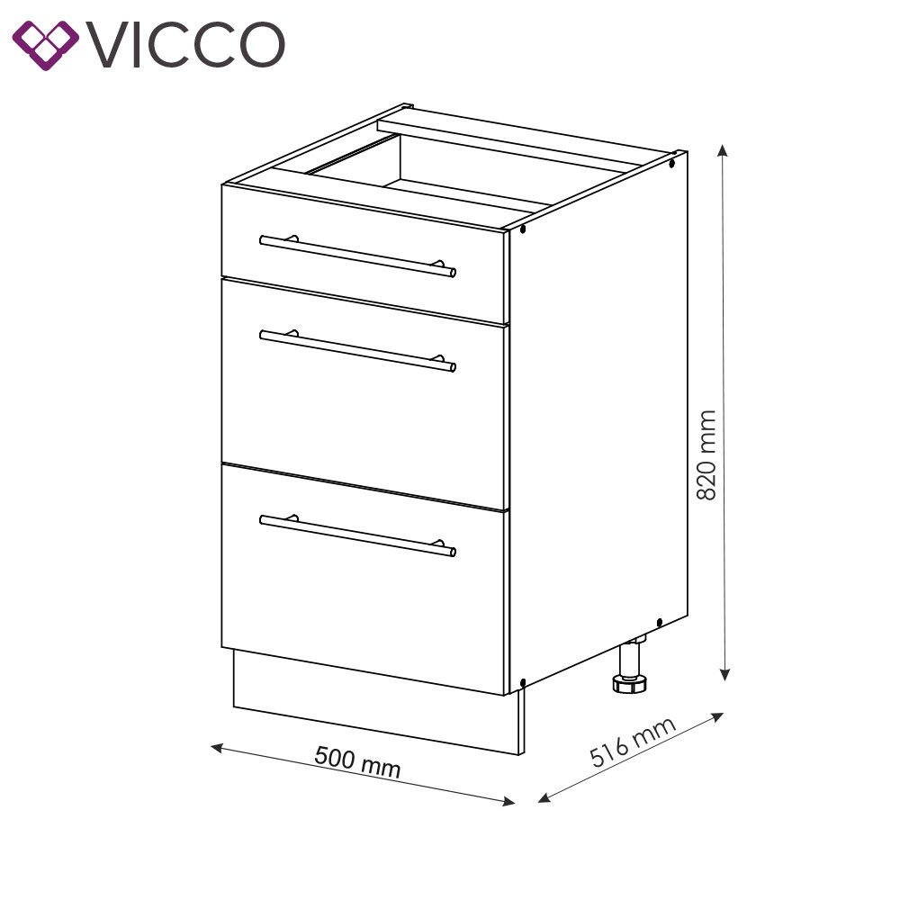 VICCO Schubunterschrank 50 cm Anthrazit Küchenzeile Unterschrank Fame
