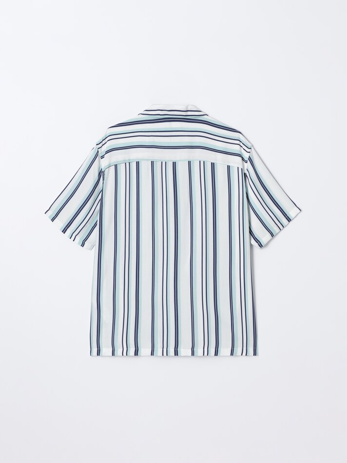 Camisa listrada para resort - Turquesa escuro