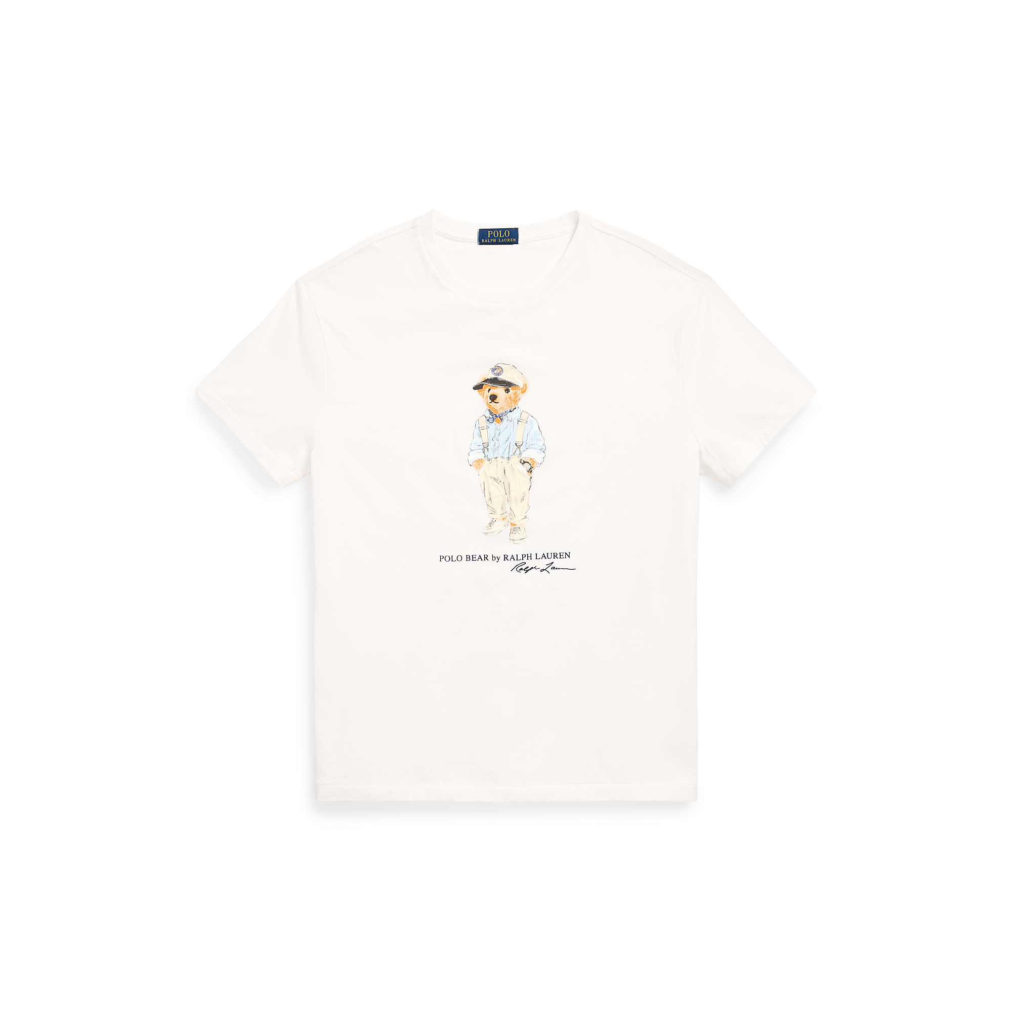 Tee-shirt col rond sérigraphié en coton| Blanc