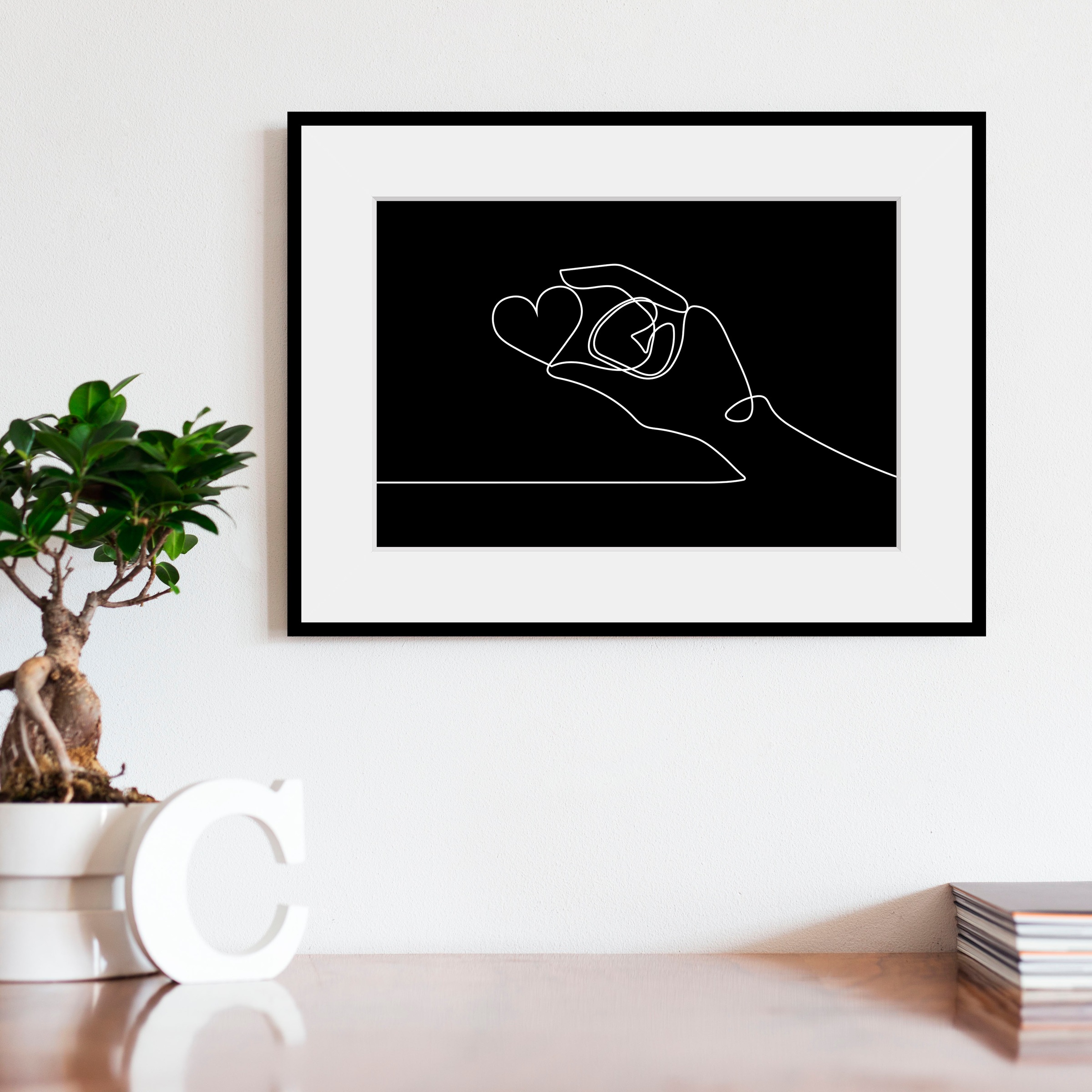 queence Bild »Romeo« Herzbilder | Herzen | Kunst | Schwarz-Weiss 1 Stk. tlg. HD Premium Poster-Druck inkl. Holzrahmen