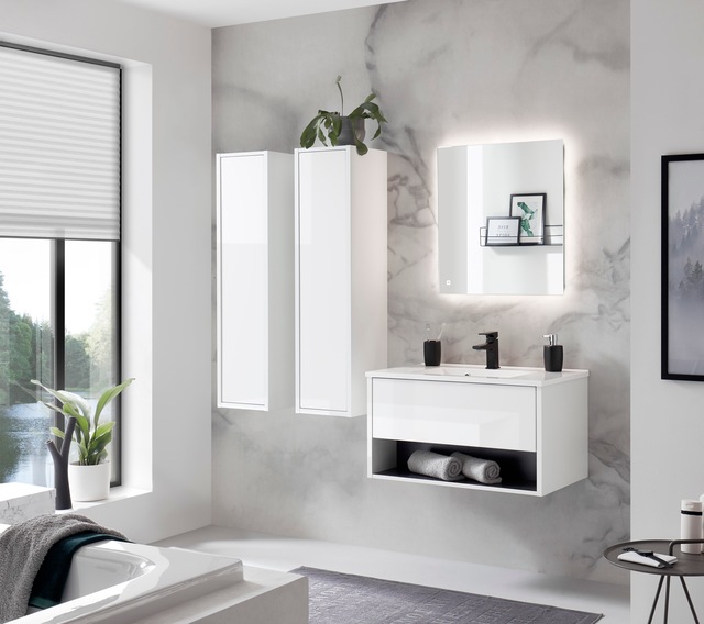 PLACES OF STYLE Waschtisch »Studio Line, Waschtisch inkl. Waschbecken, modernes Design« in zwei Farben verfügbar, ausreichend Stauraum
