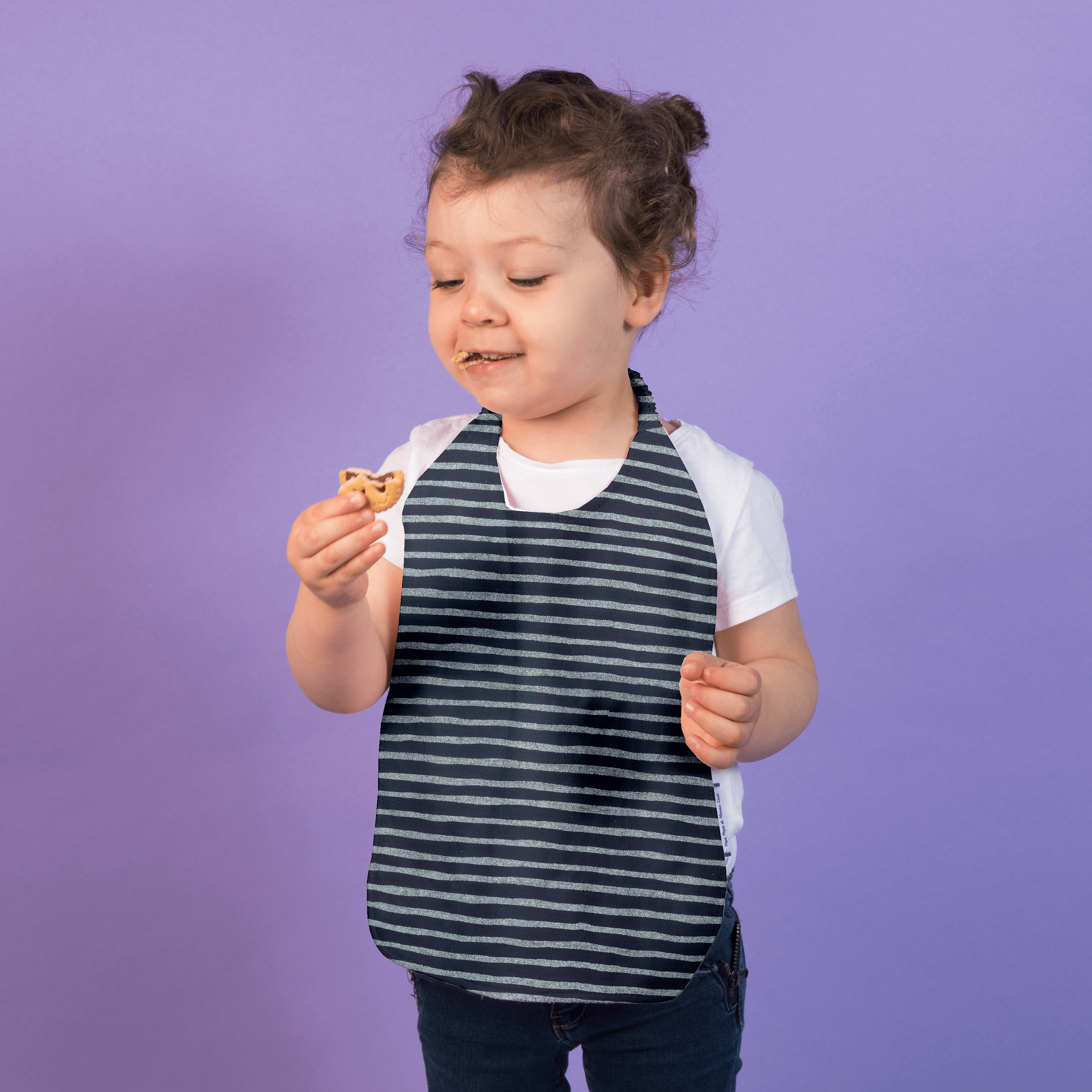 Serviette Enfant Élastique Rayé Argent Marine