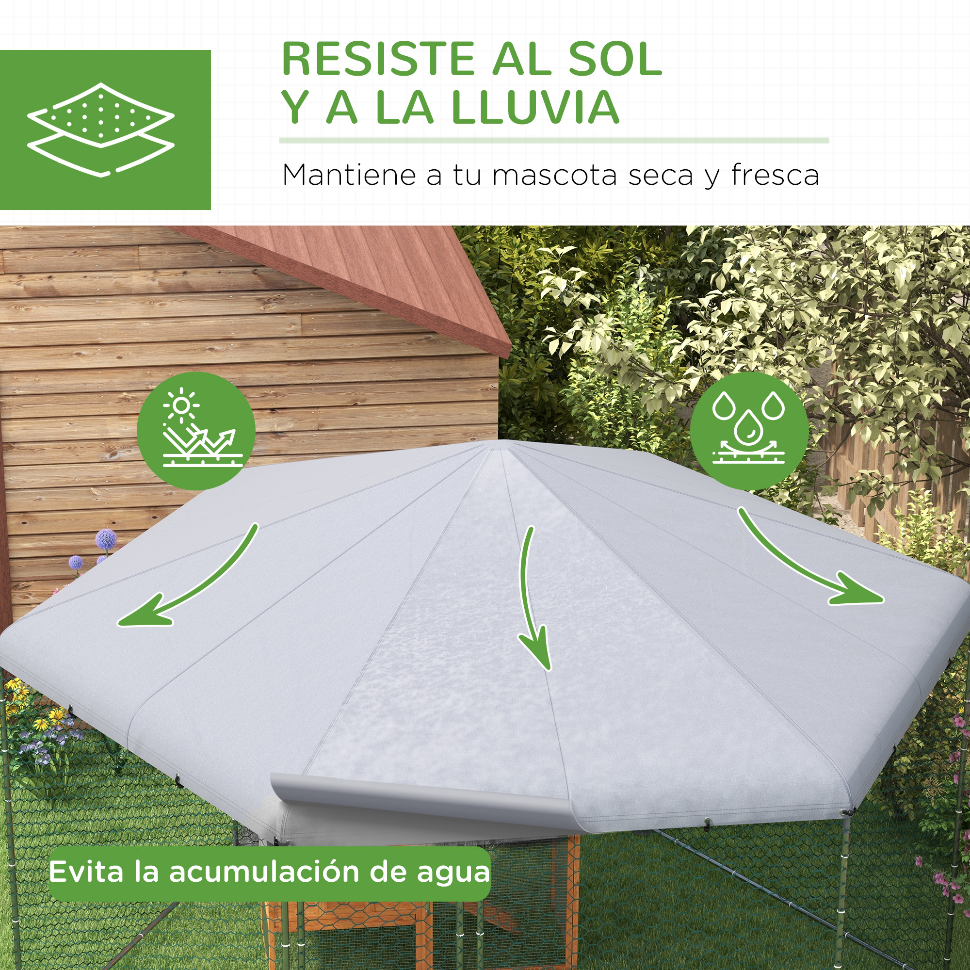 Gaiola de aço grande para exterior PawHut, 400x346x263 cm, formato hexagonal, com cobertura em tecido Oxford resistente a raios UV e à prova d'água, para pátio, cor prata.