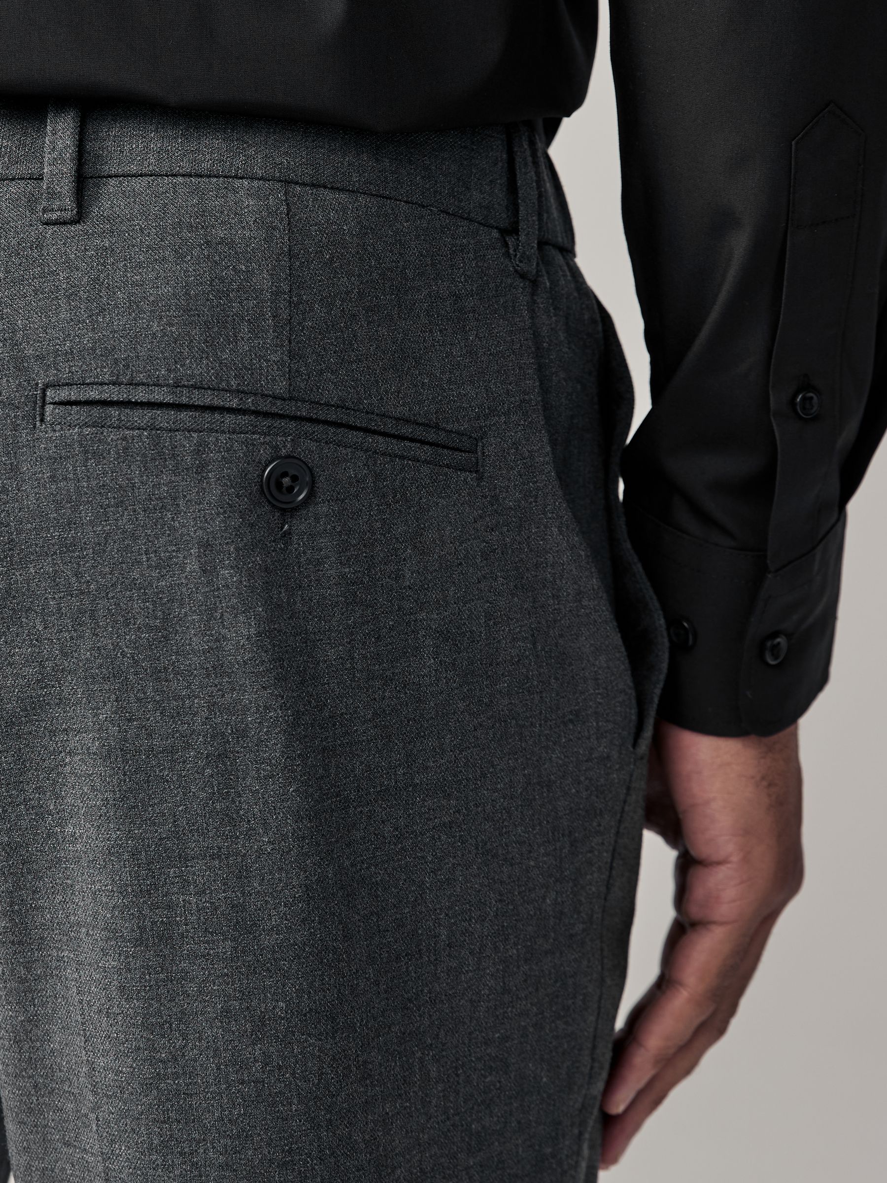 Antraciet - Aansluitend - Elasticated Waist Motionflex Stretch Smart Trousers