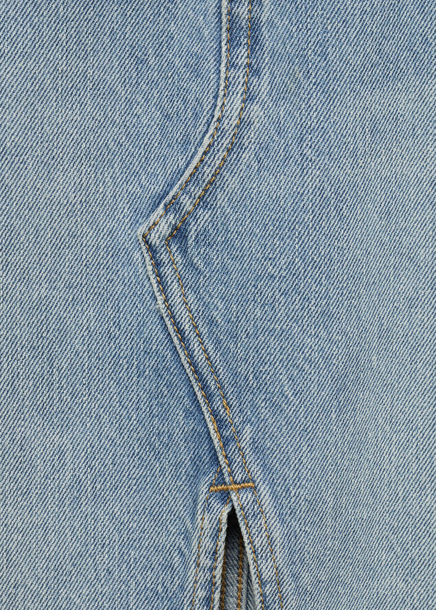 MANGO Denim skirt with frayed hem Open blue
