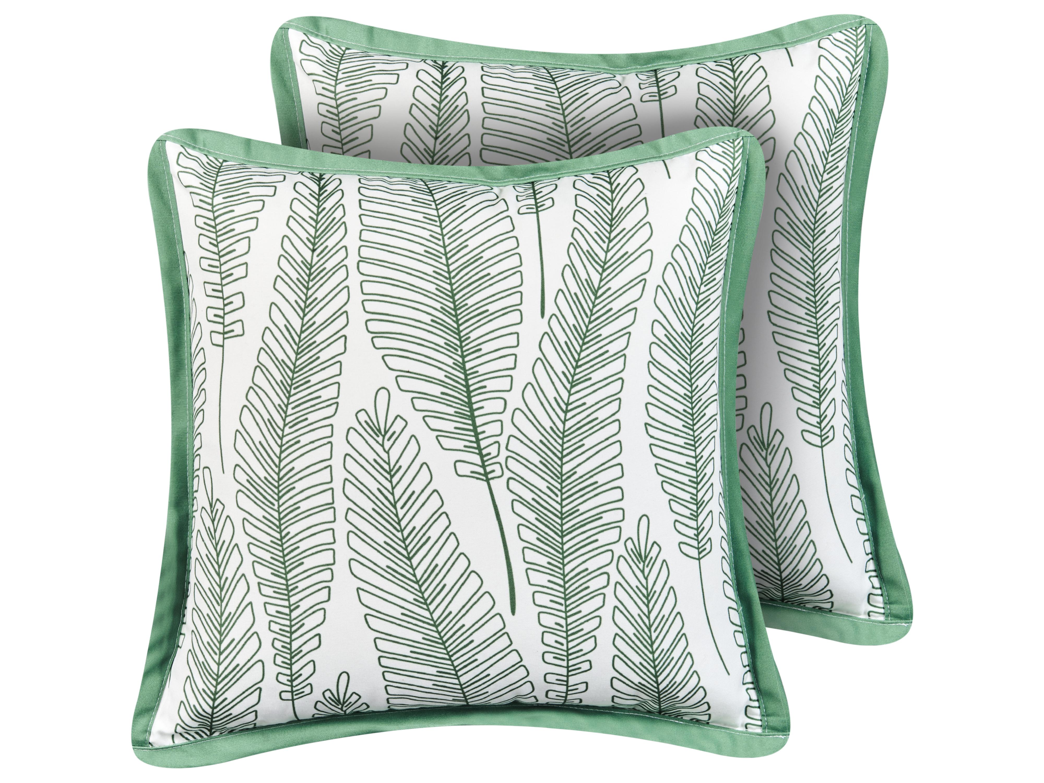 Set van 2 tuinkussens MEADOW bladpatroon 45 x 45 cm Groen