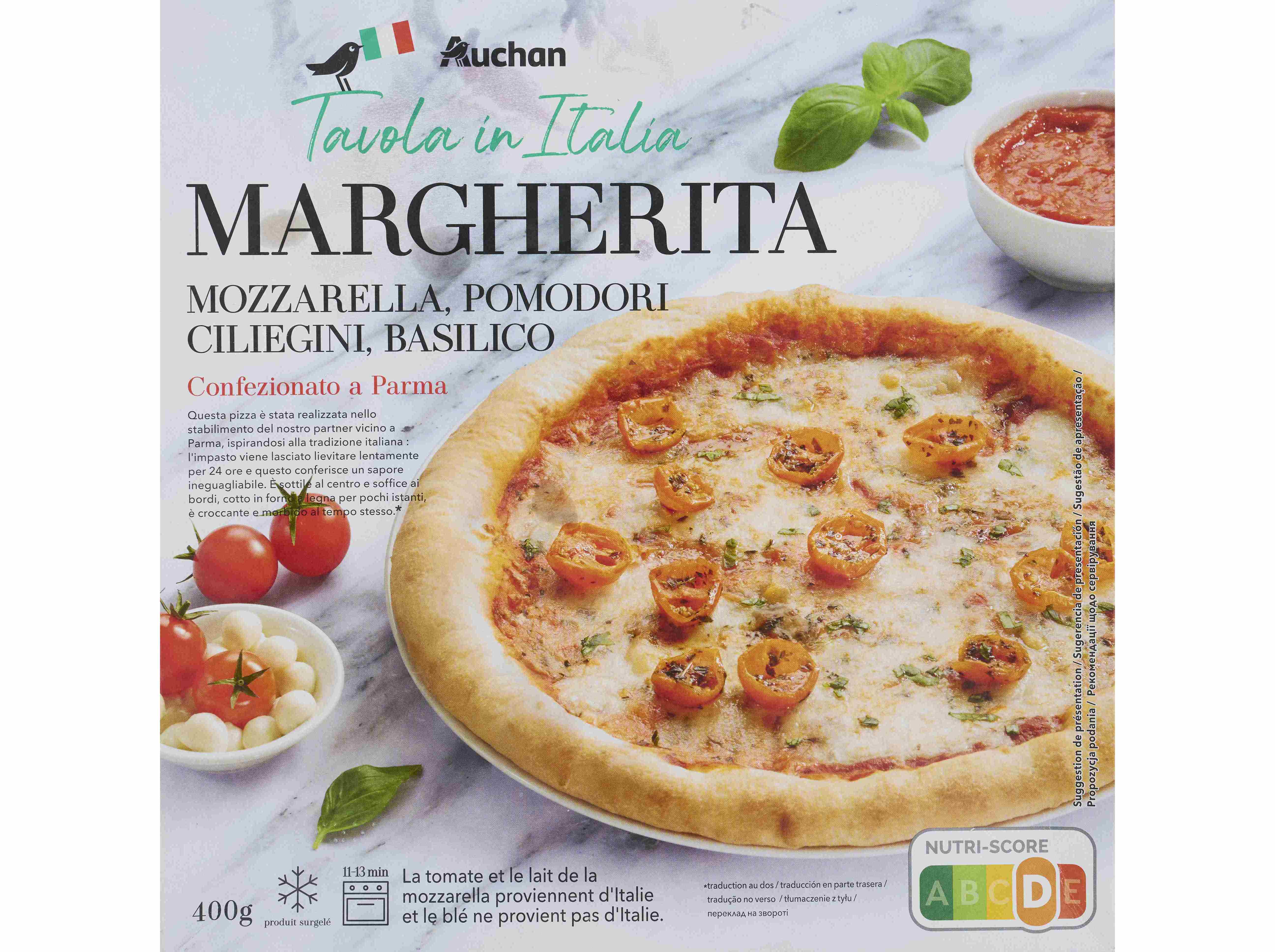 PIZZA AUCHAN À MESA EM ITÁLIA MARGHERITA 400G