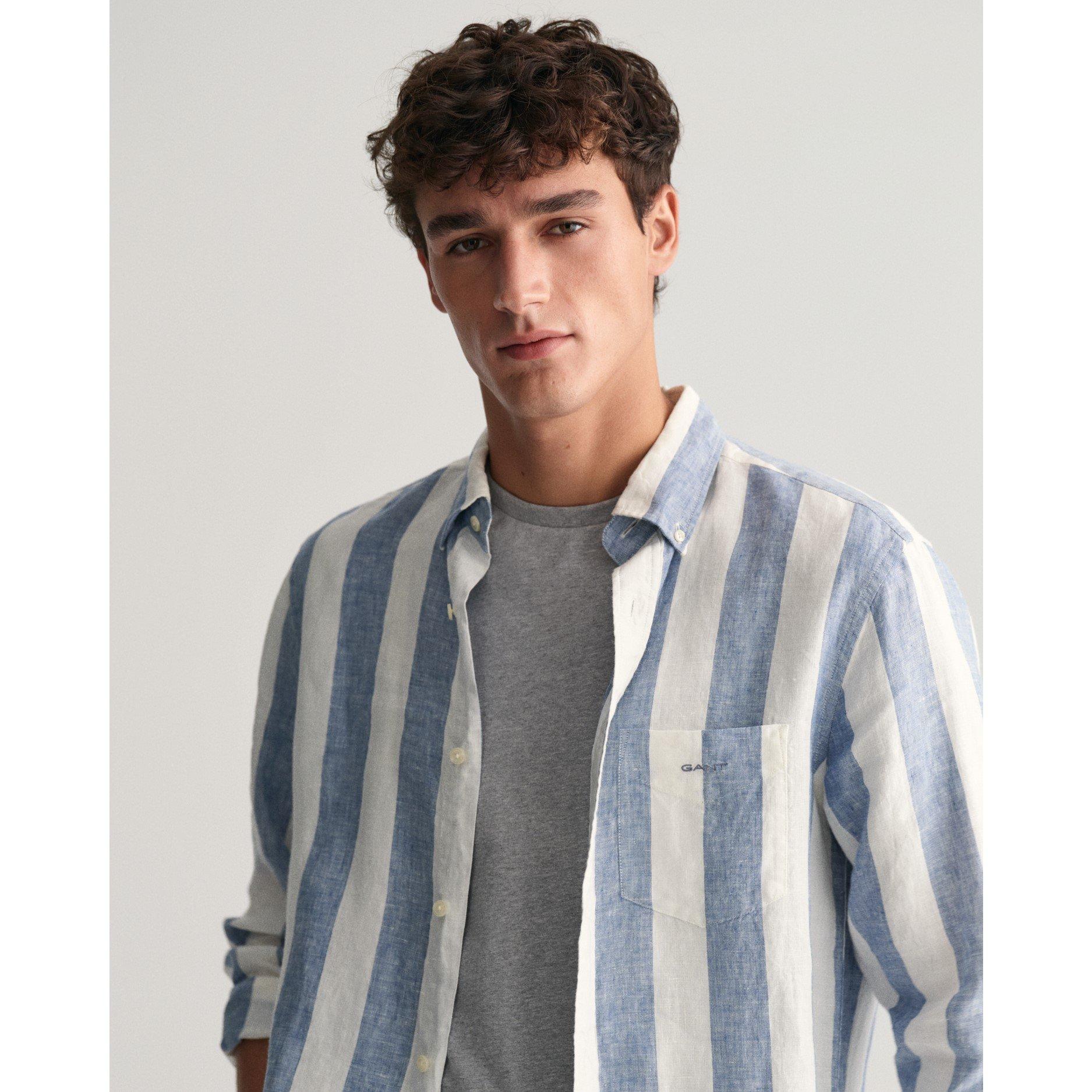 Gant REG BOLD STRIPE LINEN SHIRT SALTY S