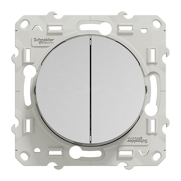 Mécanisme interrupteur double va-et-vient Schneider Electric Odace aluminium