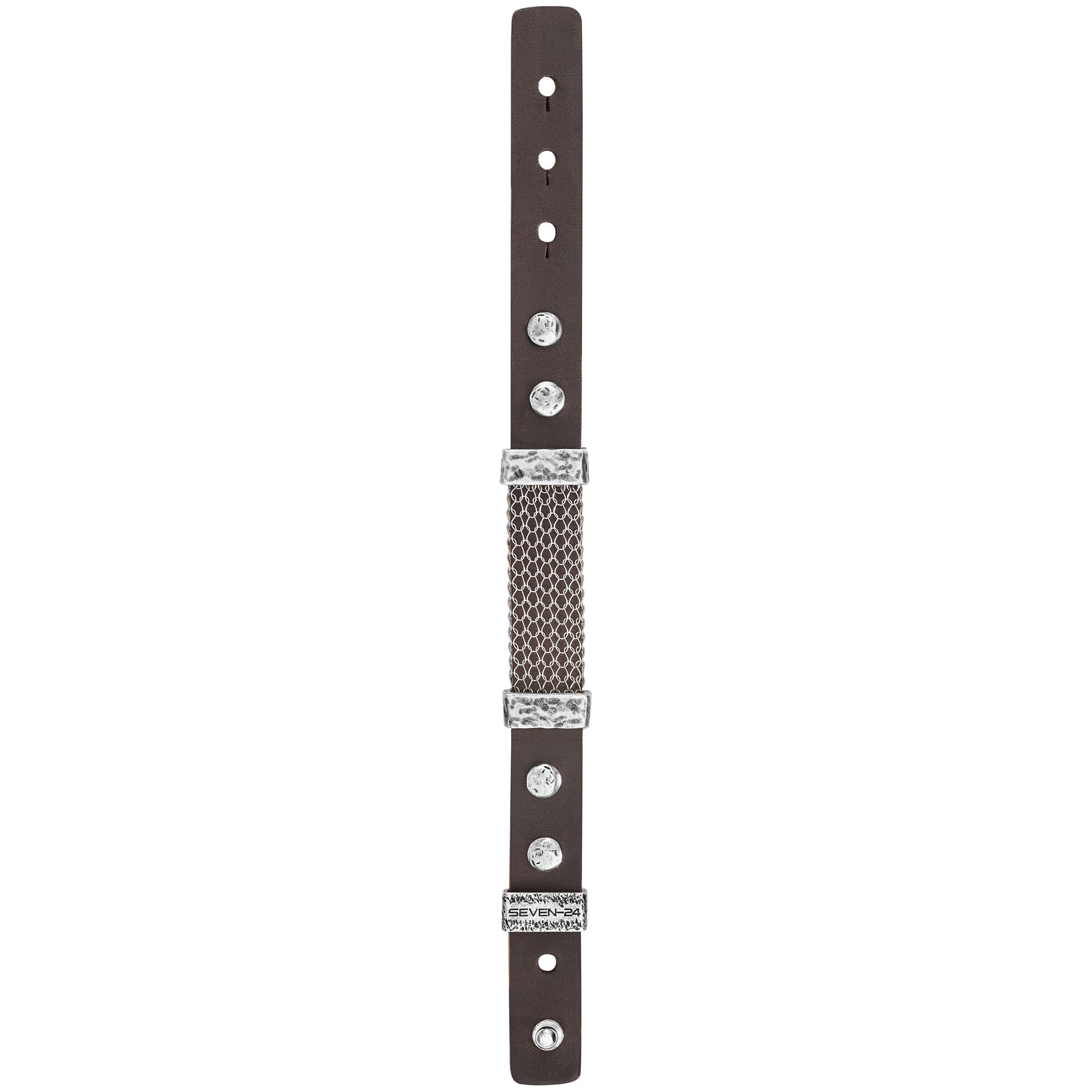 Seven-24 Armband Edelstahl mit braunem Leder