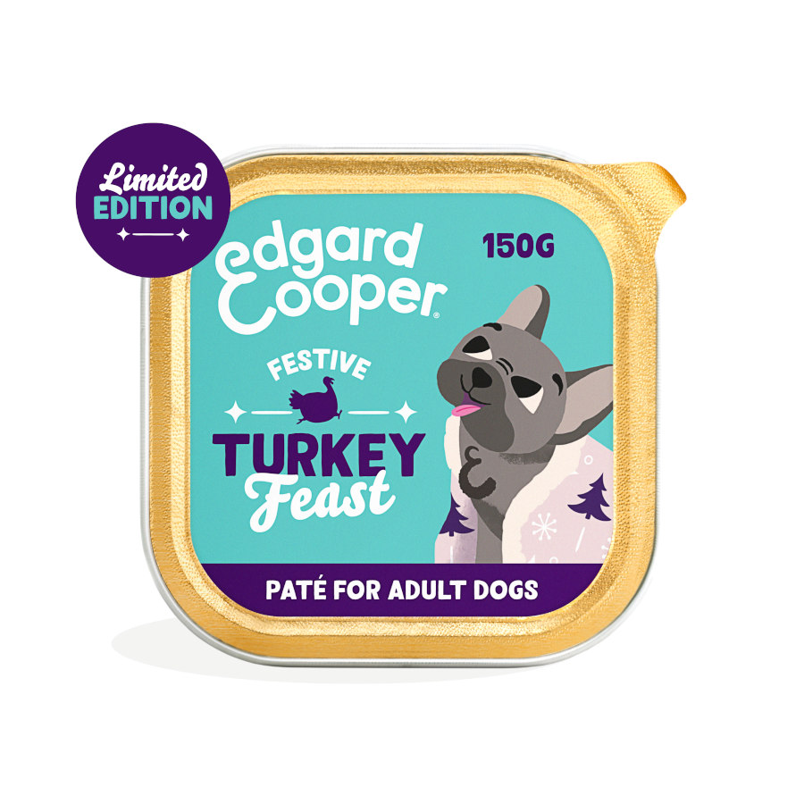 Banquete de Patê para Cães Edgar & Cooper Festive Turkey Feast em Panela para Cães