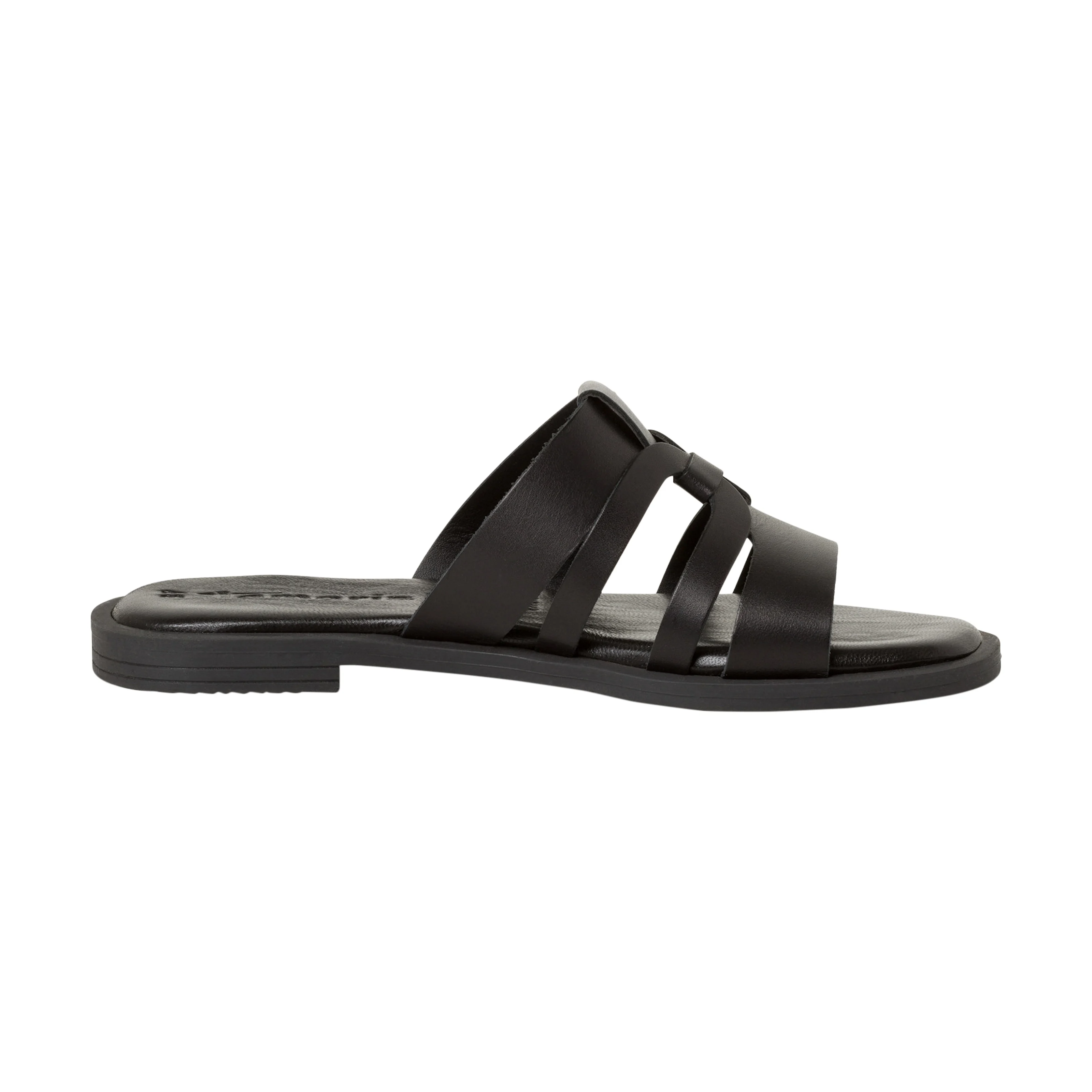 Sandales plates en cuir | Noir