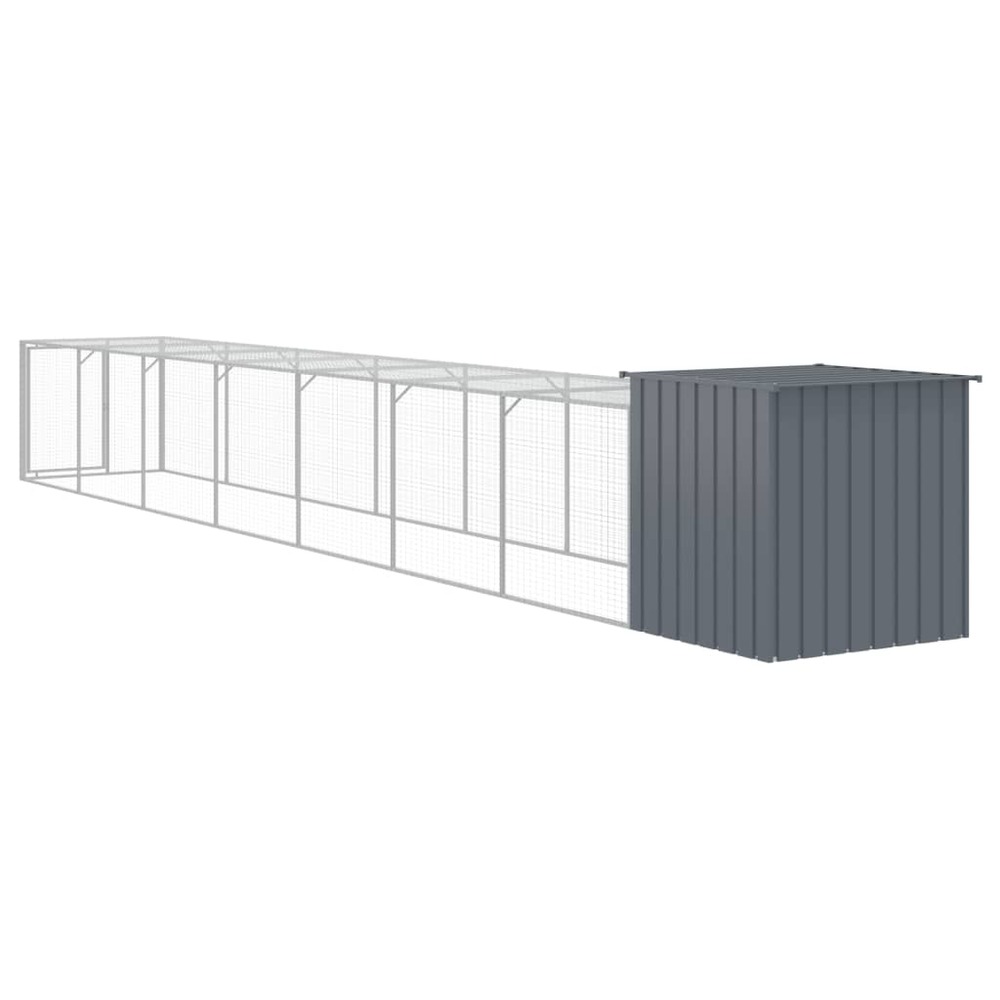 Poulailler avec cour anthracite 110x813x110 cm acier galvanisé