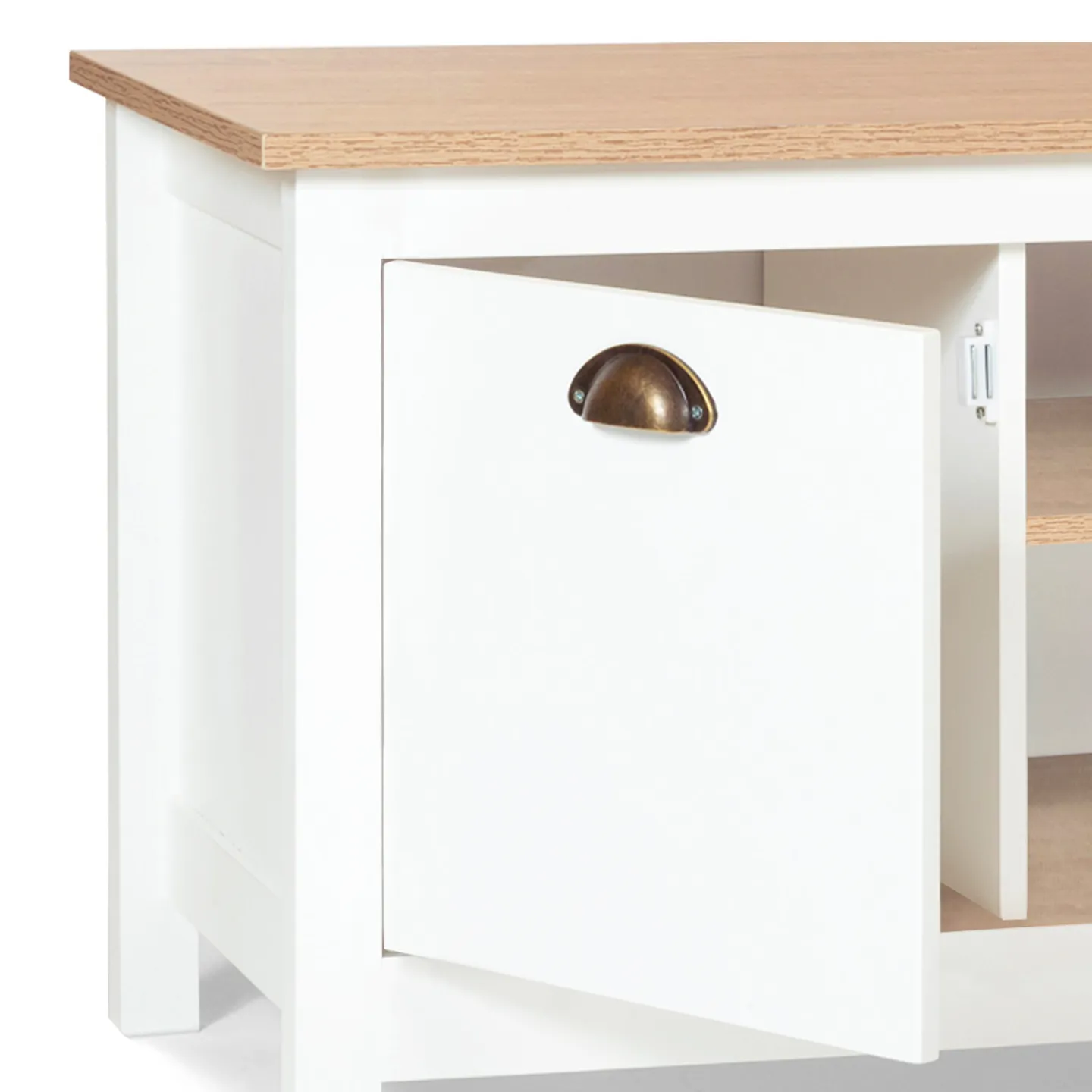 Meuble TV 113 cm campagne ISIS bois et blanc