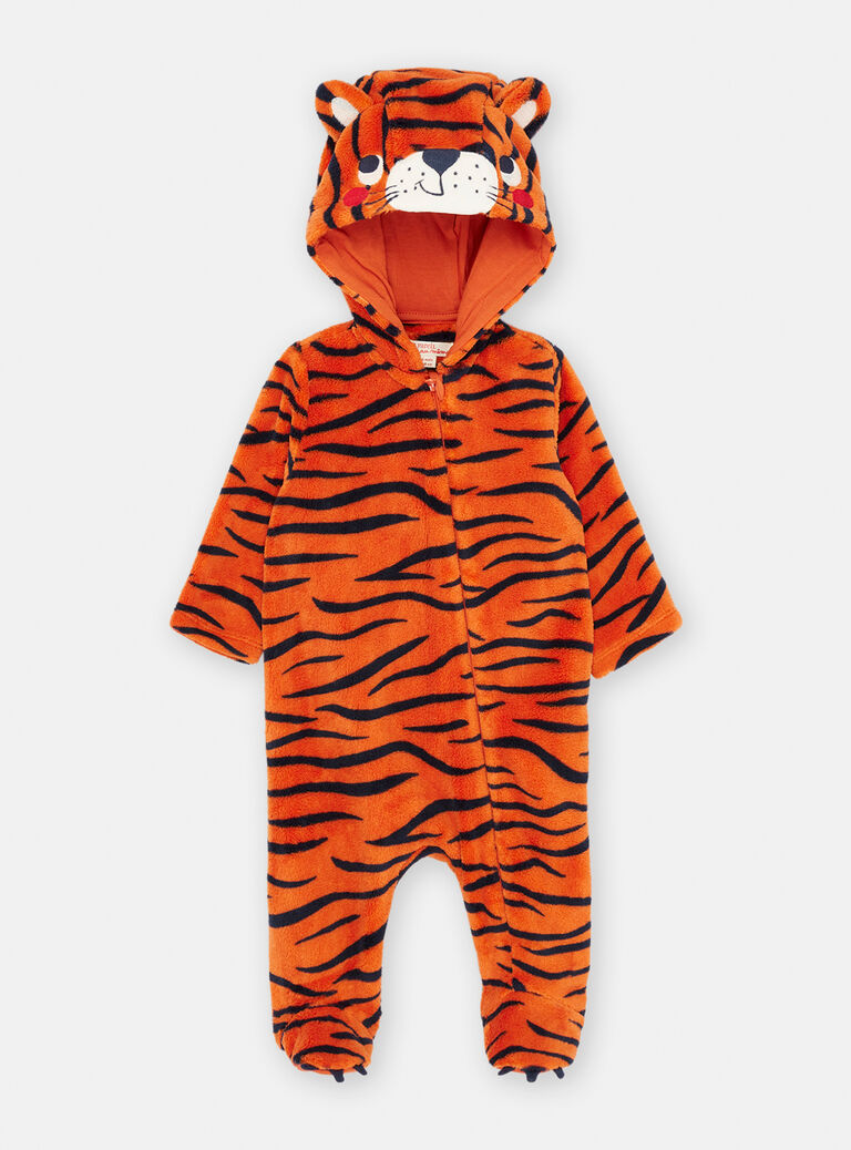 Surpyjama orange et noir à imprimé tigre