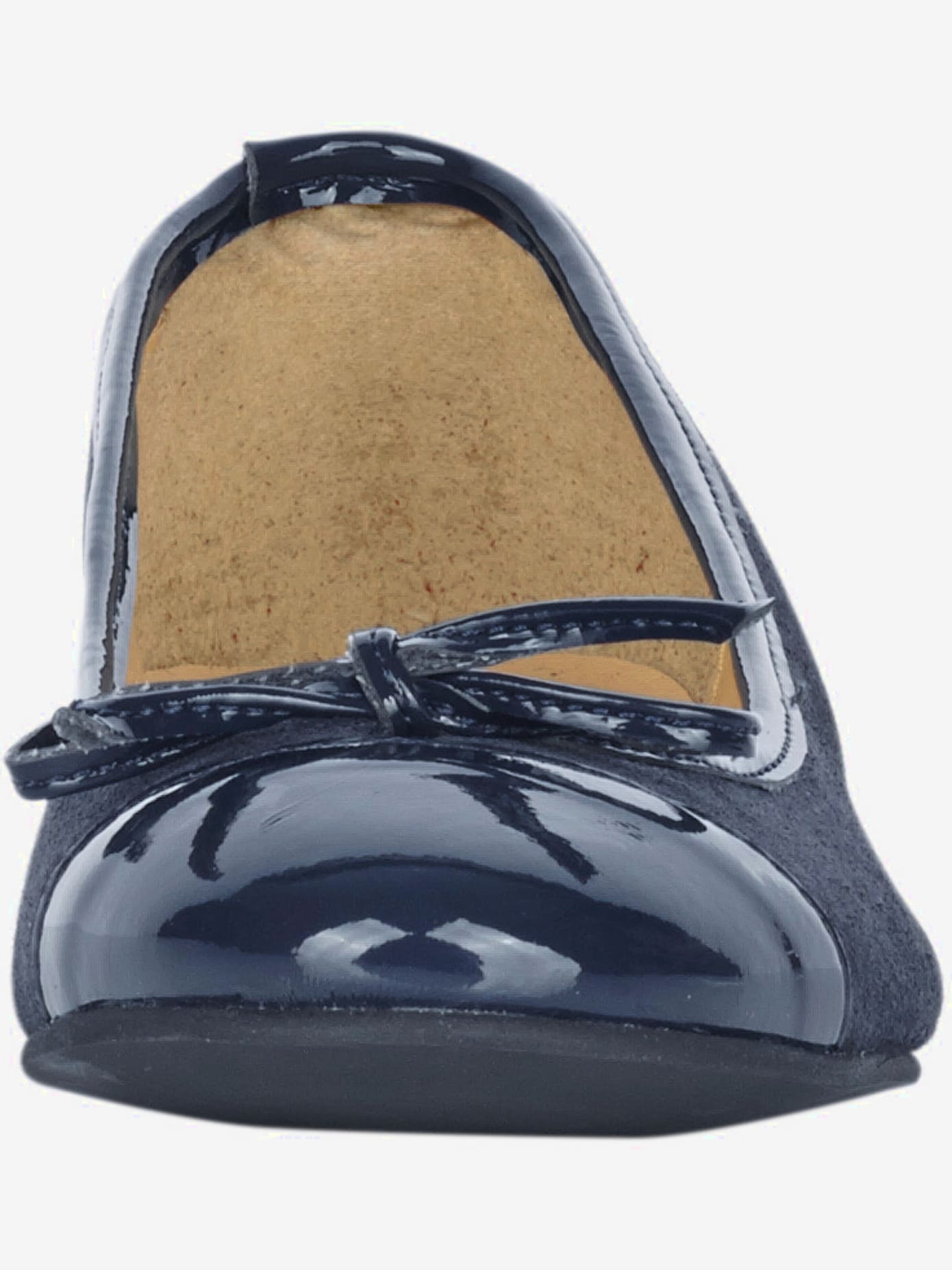 Ballerines cuir velours vachette et matière synthétique vernie